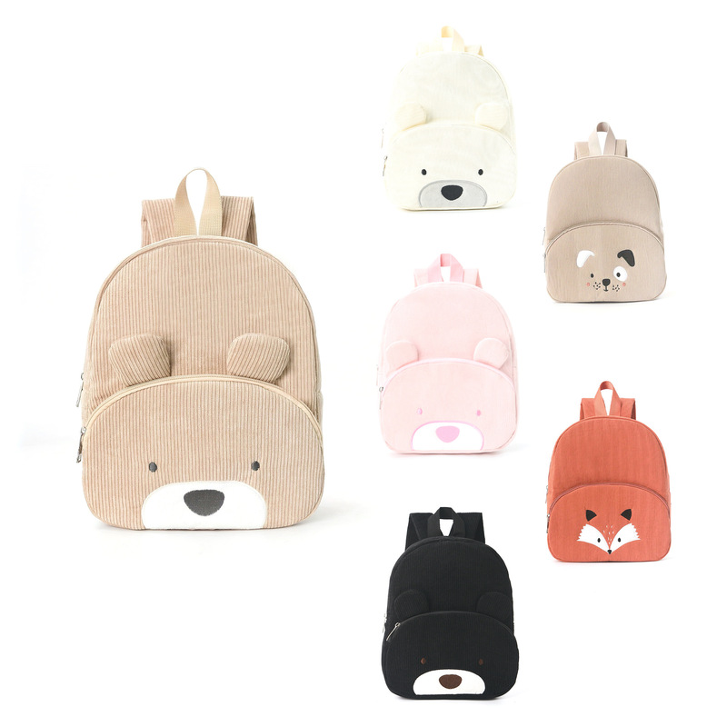 Canvas Backpack Casual - Ransel Beruang Lucu dari Kain Corduroy
