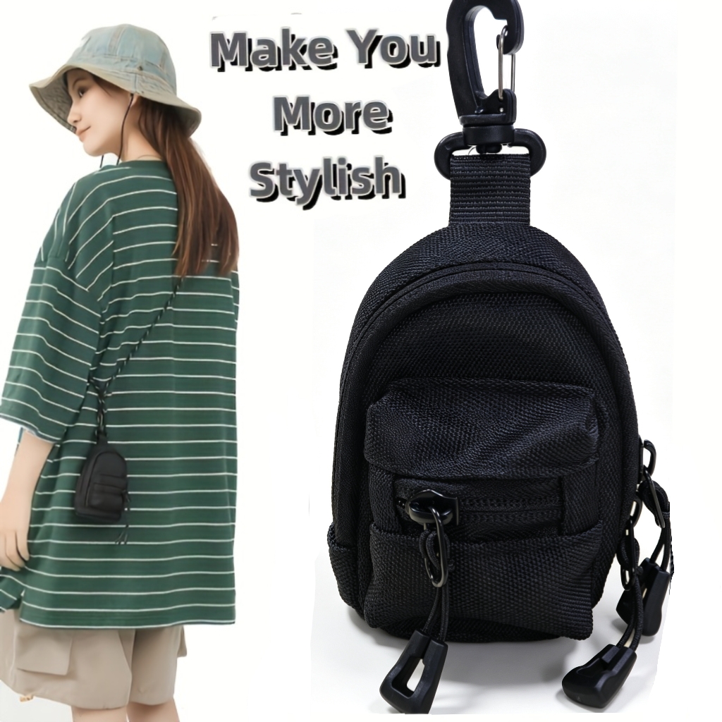 Mini Backpack Purse - Tas Ransel Carabiner Pria, Kantong Gantungan