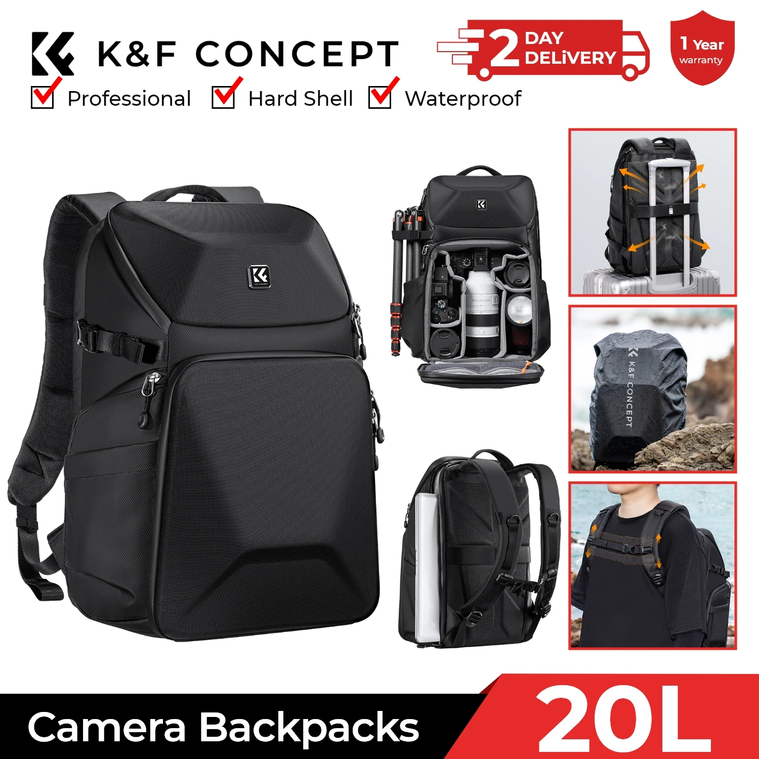 K&F CONCEPT 20L Tas Ransel Kam - Laptop Backpack 15.6 ulasan dan harga